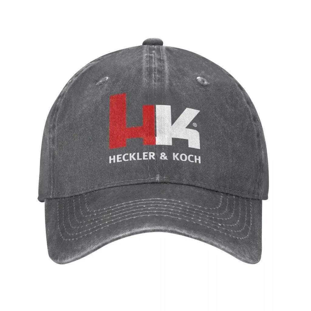 Casquette de Baseball Vintage Heckler Koch HK pour Hommes Femmes Denim Usé Lavé Snapback Chapeau Entraînements Chapeaux Souples Non Structurés Casquette