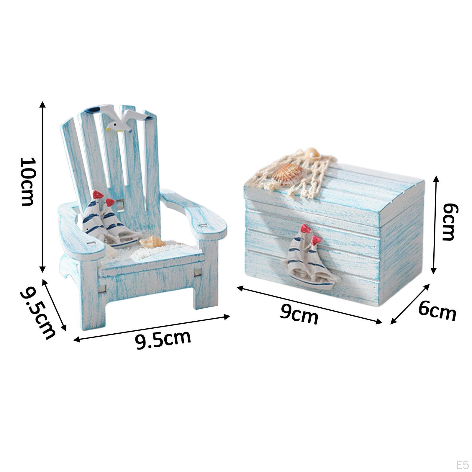 2 мини-миниатюрных стула и сундука в морской тематике — фото 6