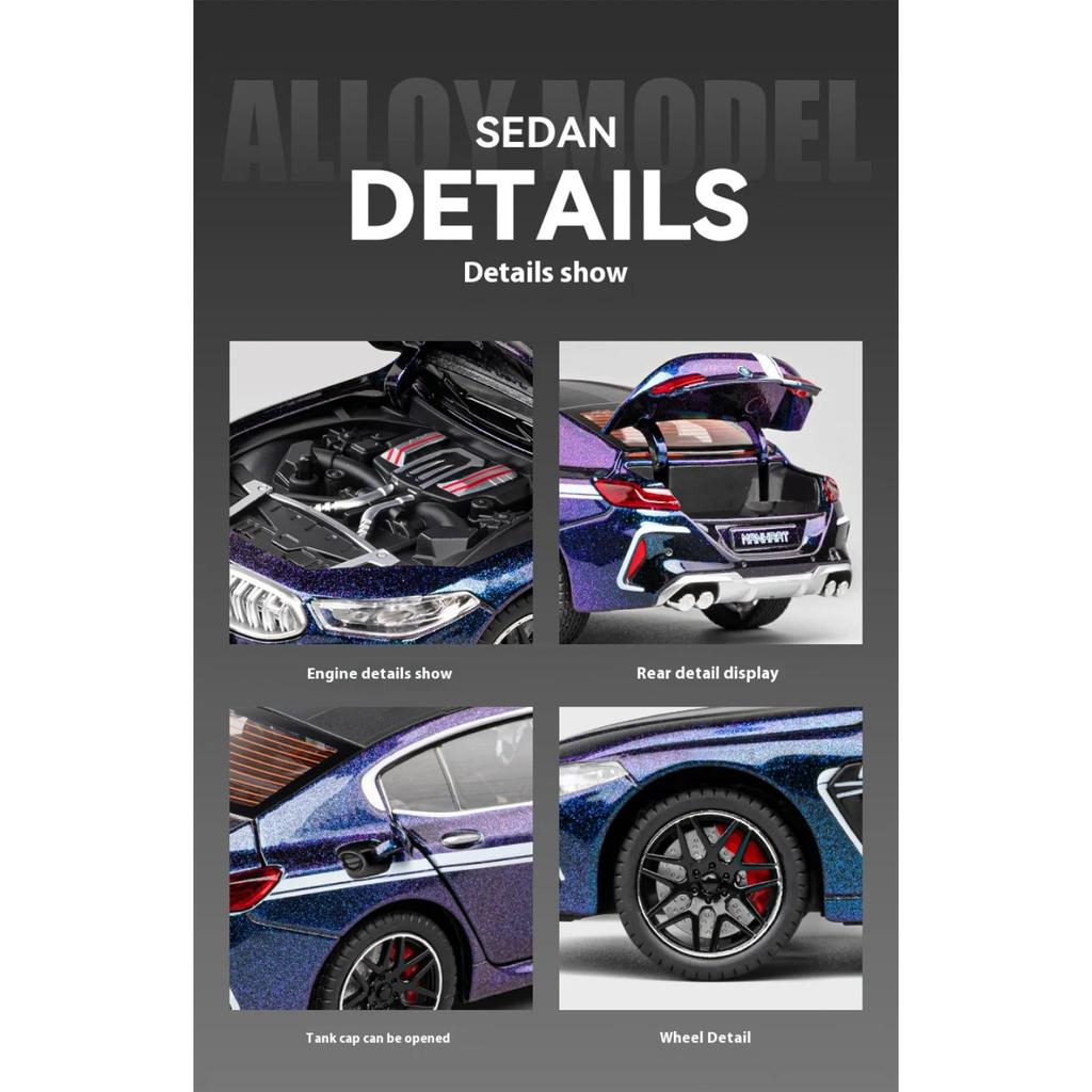 1/24 BMW M8 MANHART MH8 800 Supercar Alloy Metal Diecast Model Car Collect Hobby Bookshelf Computer Ornament Gift for Friend Box