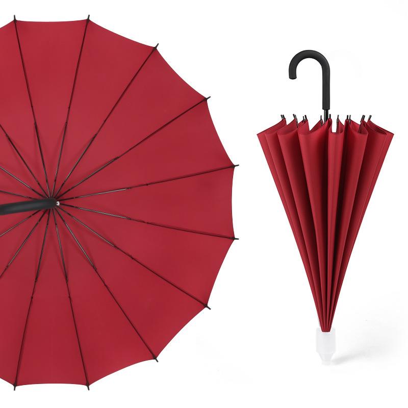 Straight 16K steel skeleton Straight umbrella Plain long-handled umbrella