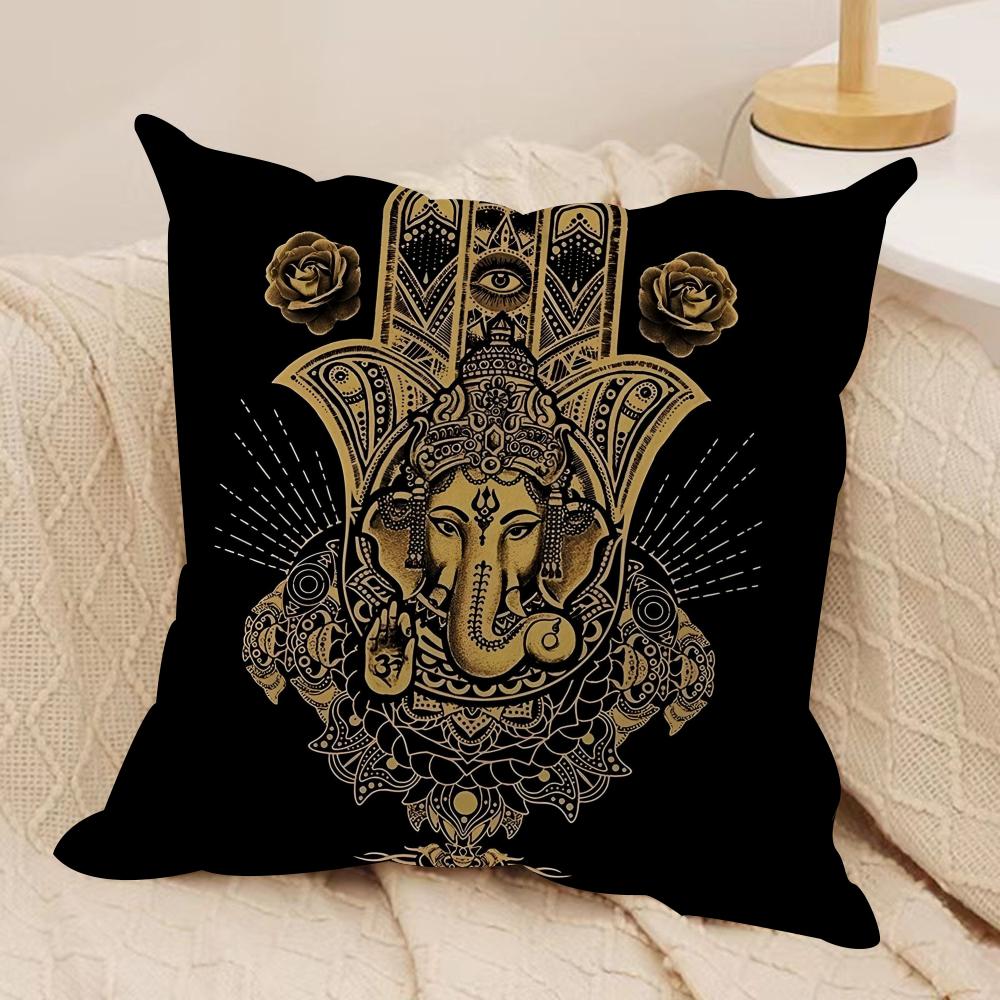 Klassieke Hamsa Kussensloop Zacht Pluche Stof Dubbelzijdig Bedrukt Bankkussenhoes voor Alle Seizoenen Woondecoratie Cadeau