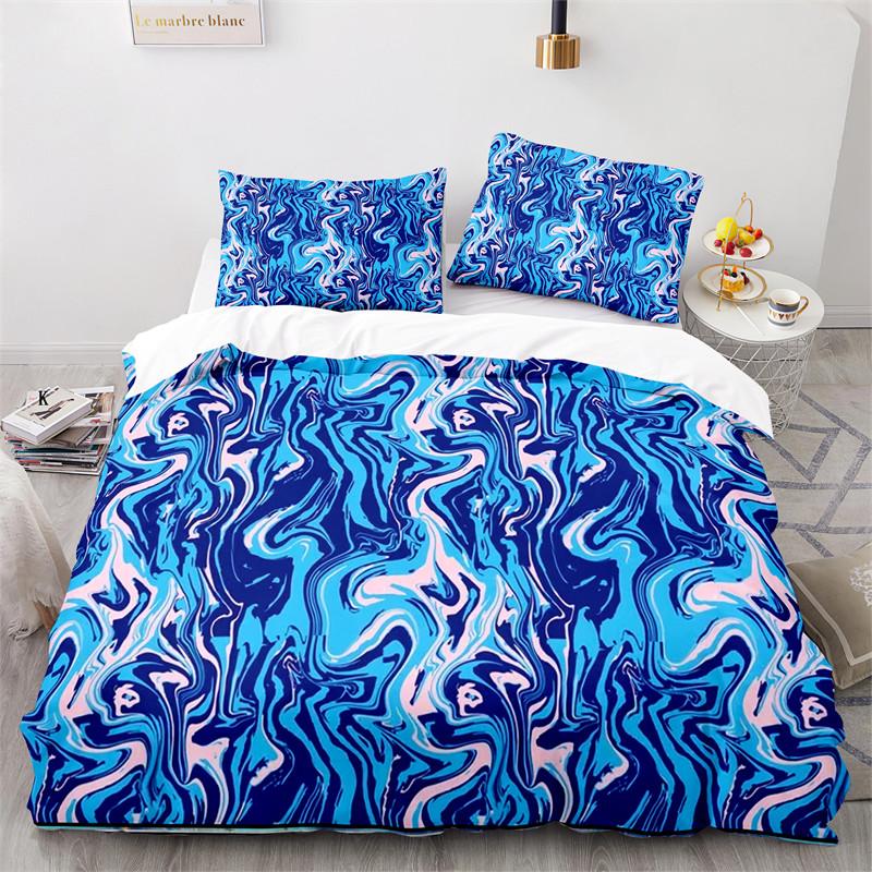 Comforter Colorful Marble Pattern Microfiber Geometric Art Abstract Bedding Set King Queen For Girls Kids Teens Room Decor