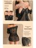 Chiffon Seductive Rhinestone Strap See-Through Lingerie Set