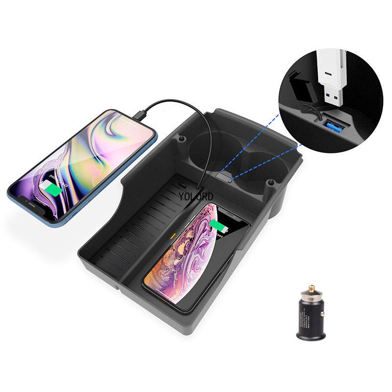 10W QI Wireless Charger With Cup Holder For Tesla Model S X 2017-2021 Accessories Charging Pad Car Center Console
