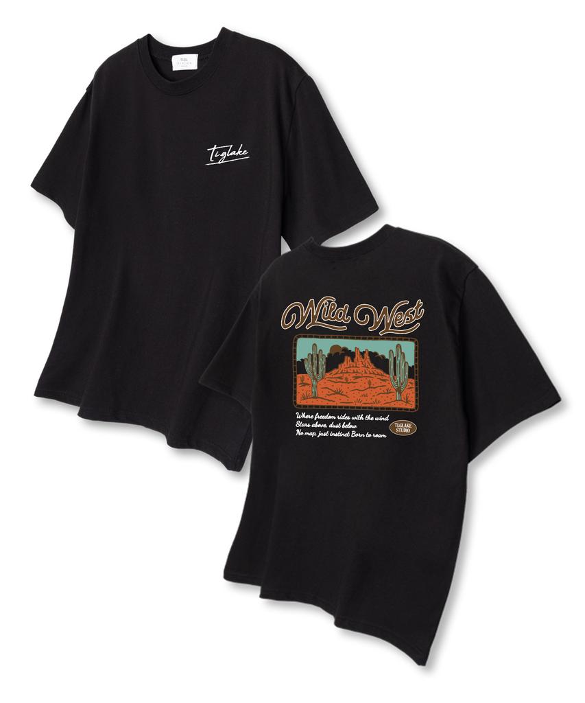TI.GLAKE Wild West Oversized Short Sleeve T-Shirt Black