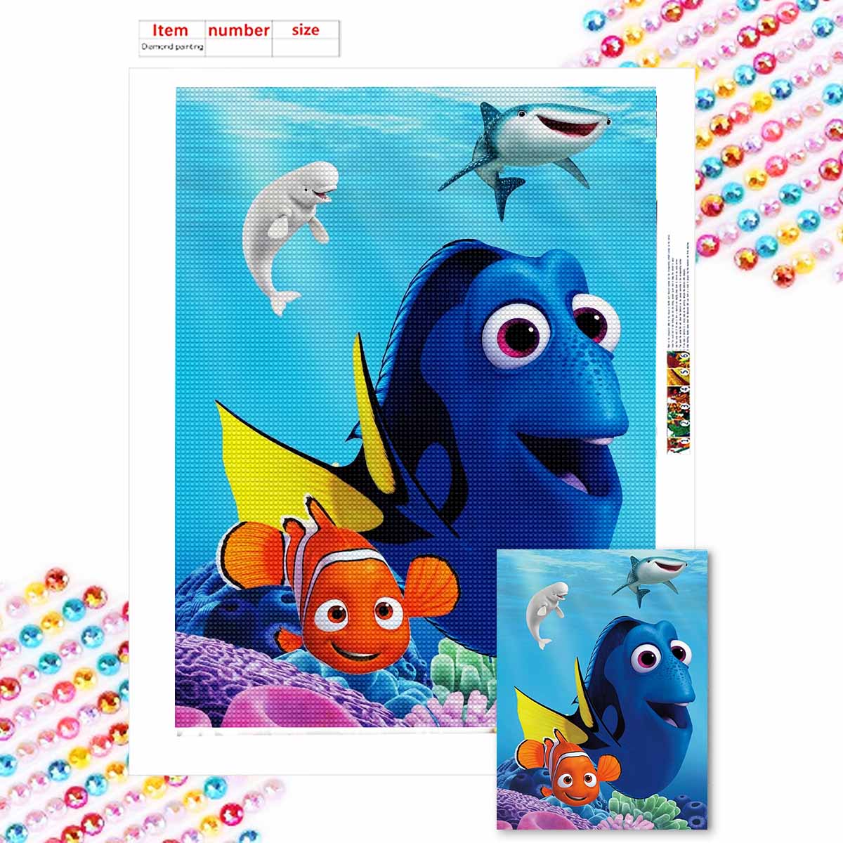 

5D Diy Diamond Painting Two Lovely Fish Full Drill Rhinestones Mosaic Embroidery Handmade Products Home Decor Gift Round 20x30cm