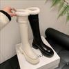 Leather Lamb Wool Boots Women's Winter 2025 New White Boots Thick-soled Snow Boots Velvet High Boots