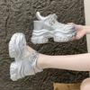 11CM New 2025 Summer Women Sports Sandals Non Slip Soft Breathable Thick Platform Sneakers Heels Bling Comfortable Mesh Sandals