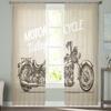 Vintage Motorcycle Modern Curtains For Living Room Transparent Tulle Curtains Window Sheer For The Bedroom Accessories Decor