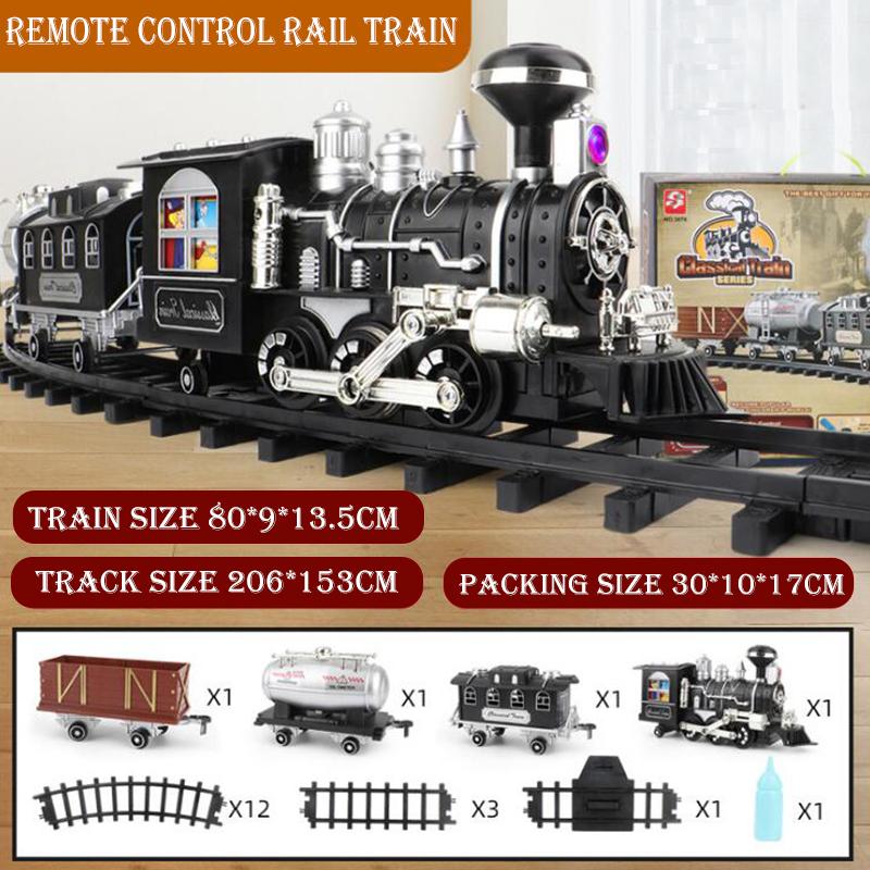 2023 Children's RC Train Railway Toys Simulation Of Electric Track Programming Classical Steam Christmas Train Children Toy