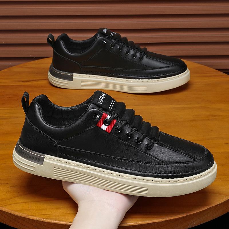 

Мужская обувь весна 2025 года, новая мужская обувь, тренд, универсальная повседневная обувь, мужская кожаная мягкая подошва, белые туфли, деловая обувь 44 чёрный