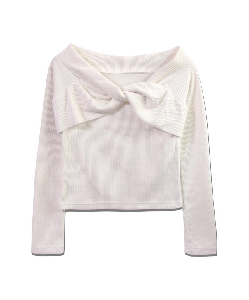 5OML Twisted Off-Shoulder Long Sleeve (Ivory)
