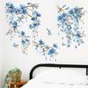 Blue Flowers Branches Dragonflies Bedroom Living Room Study Room Beautification Decoration Self Adhesive Wall Stickers