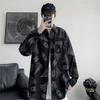 Spring and Autumn Graffiti Long-Sleeved Shirt Men's Printed Ins Fashion Brand Hong Kong Style Japanese Style Students All-Match Fashion Couple's Tops