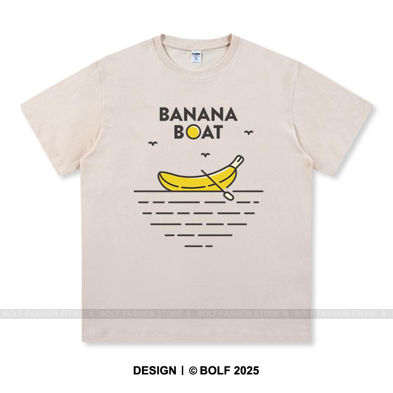 Women's Banana Boat Printed T-Shirt 100% Cotton Oversized Tropical Graphic Tees for Men Summer Tops Vacation Streetwear