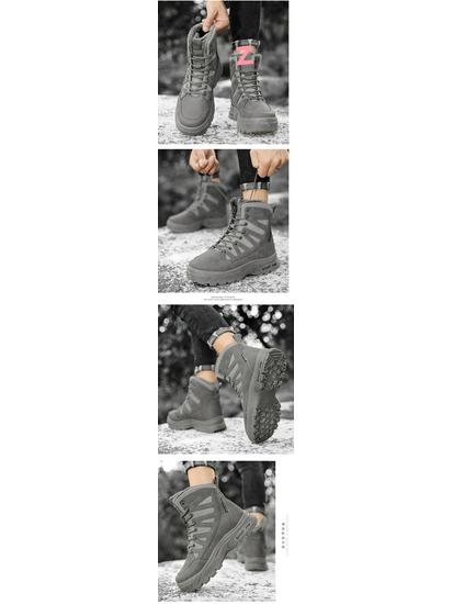 Men's Waterproof Martin Boots - High-Top, Thickened Plus Velvet for Winter Warmth, Non-Slip.