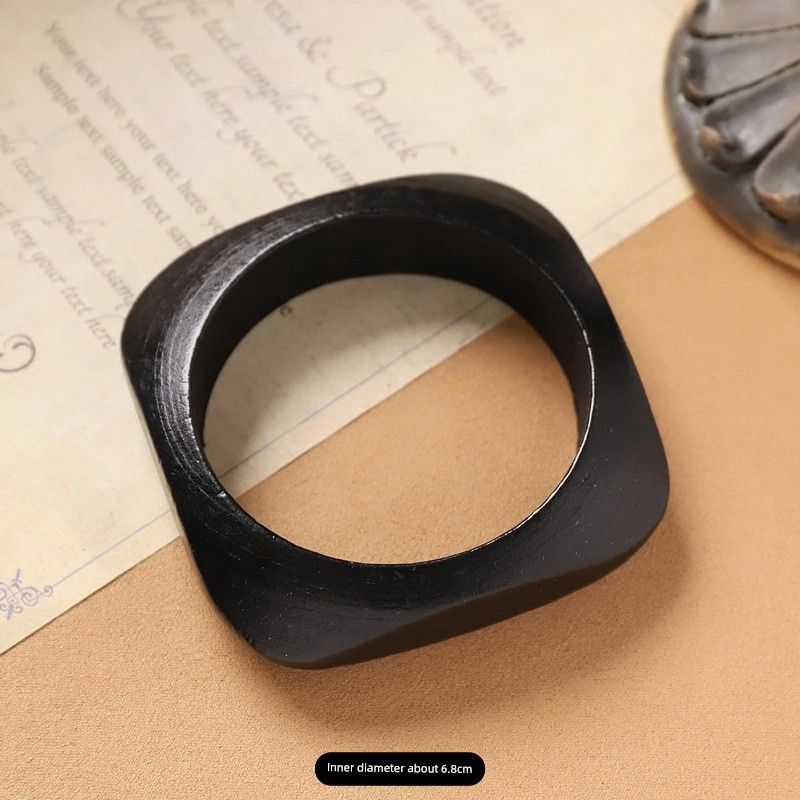 Bohemia Style Fashion Fashion Square Ethnic Style Brown Wood Stylish Wide Bracelet Retro Hand Jewelry