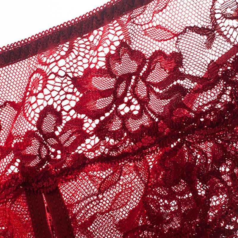 3pcs Lady Open Crotch Panties Low Waist Erotogenic Lace Open Crotch Underwear for Women Burgundy Black White 3XL