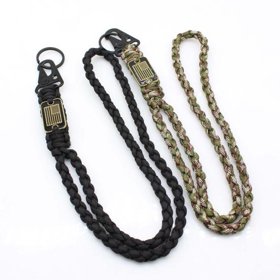 Heavy Duty Braided Lanyard American Flag Tag Keychain Braided Rope Pendant Adjustable Keychain Lanyard