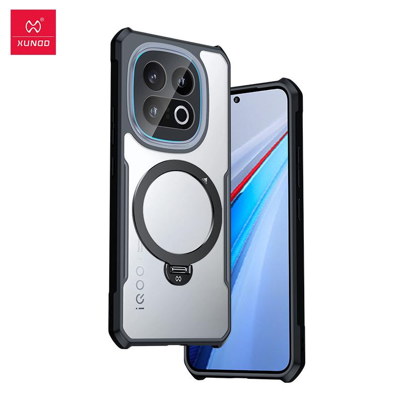 

XUNDD Чехол для vivo iQOO 13 Роскошный чехол Подушка безопасности Защита от падений Чехол для телефона Противоударный бампер Защитные чехлы с вращающимся магнитным держателем For Vivo iQOO 13 чёрный