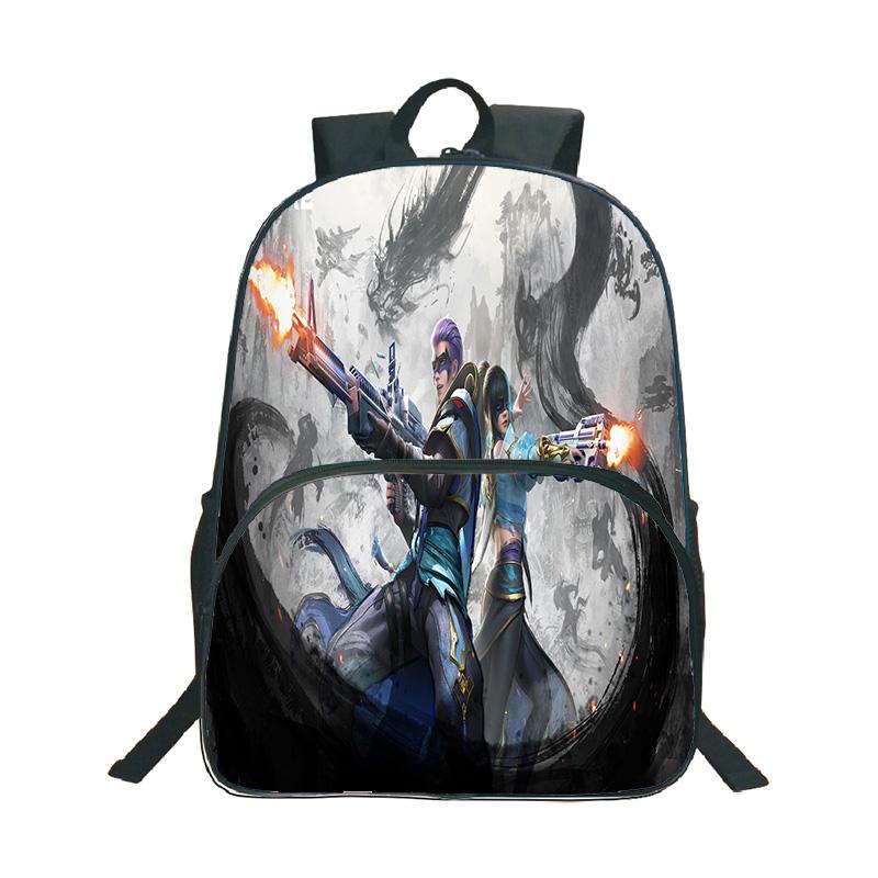 Shooter-Spiel Free Fire 3D-Druck Rucksack Junge Mädchen Lässige Schultasche Schüler Wasserdichter Rucksack Cartoon-Muster Rucksäcke