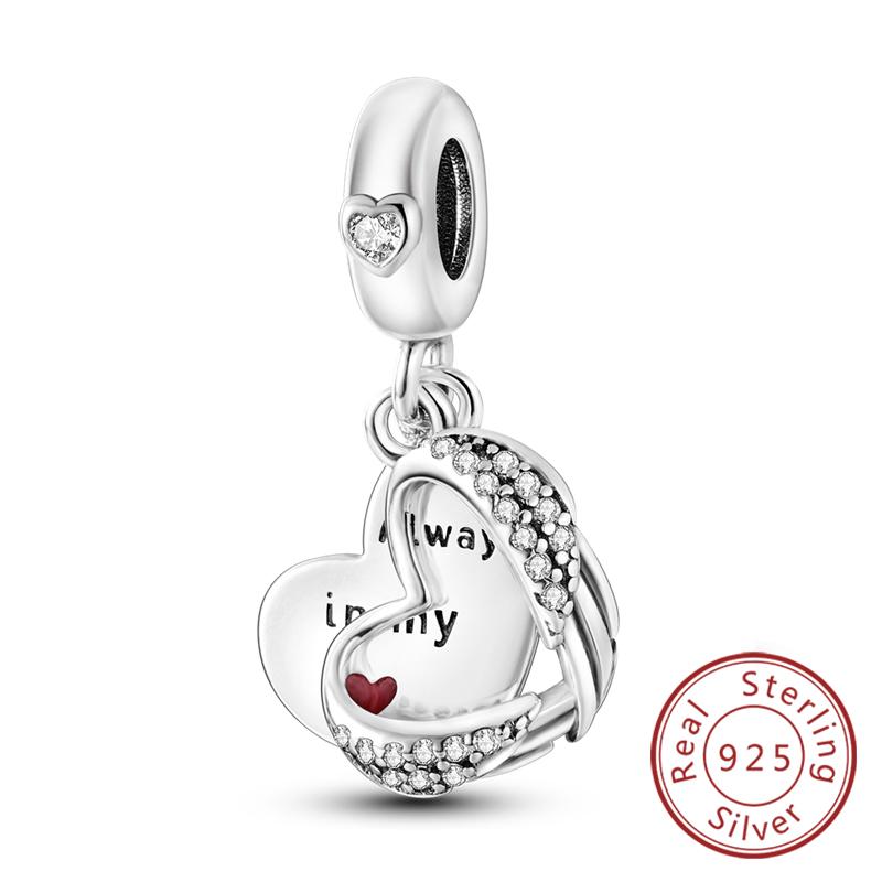 Silve Charms Beads Forever Love Heart Sister Family Life Charms Dangle For Bracelet Woman Jewelry Gifts