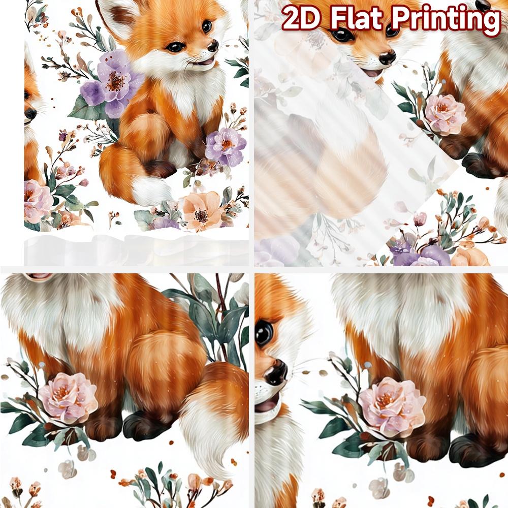 2pcs, 2D FLAT PRINTING Curtains (Without Rod) Fox Pattern Christmas Festival Popular Curtains&Drapes Durable Polyester Fabric
