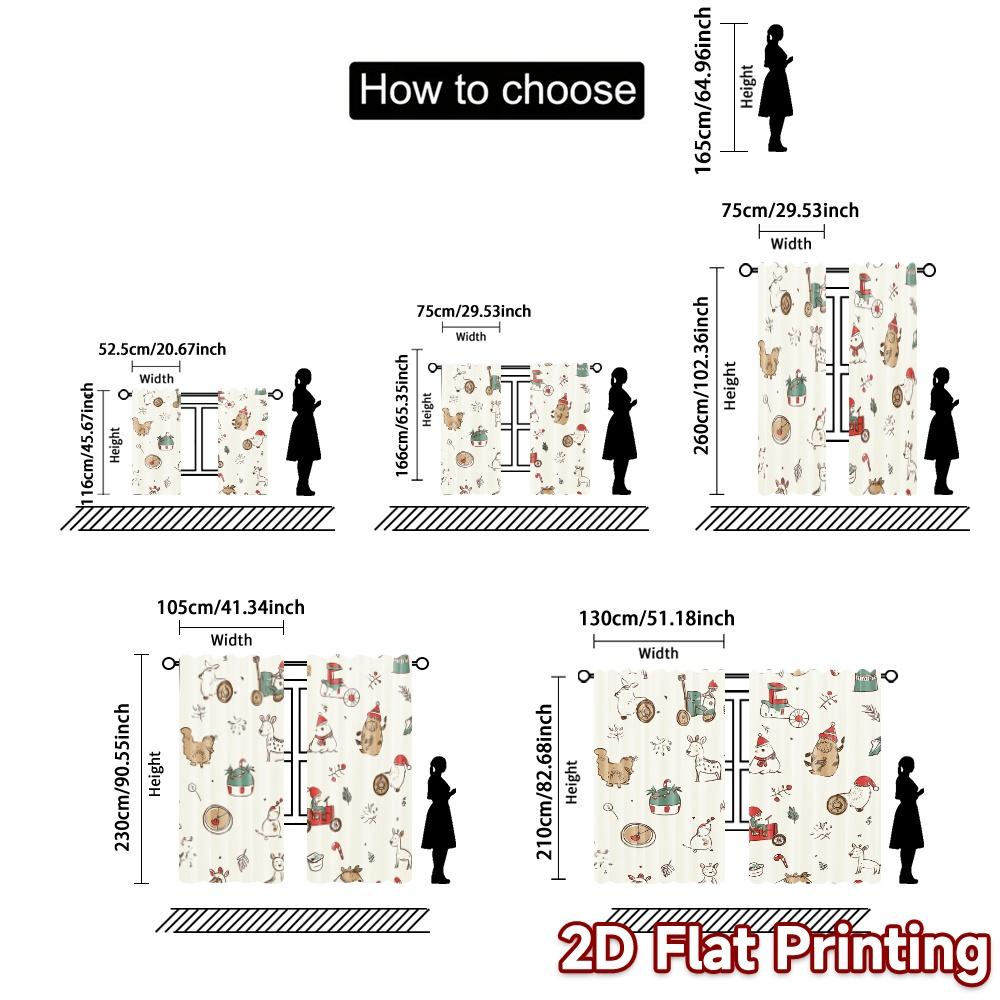 2 szt., Zasłony Świąteczne Urocze Zwierzę Traktor (3) Nowoczesne Wzory Zasłony Tkanina Zasłonowa Wszechstronne Wszystkie Odpowiednie do Sypialni i