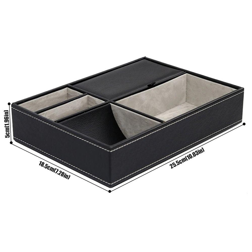 Multifunctional Men's Valet Tray PU Leather Jewelry Boxes Durable Desk Organizer Box  Women