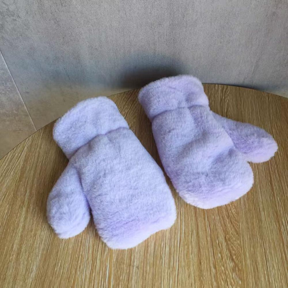 Thick Warm Winter Fleece Mittens Plush Kids Full Finger Gloves Children Gloves For 3-8Y Kids