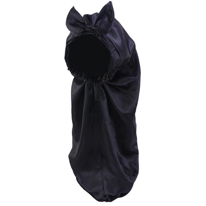 

Satin Bonnet for Long Hair Silk Bonnet for Sleeping Cap in Spa Refreshing Hat with Elastic Buckle Convenient чорний