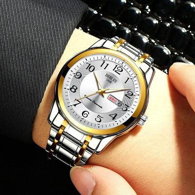 Men's Digital Luminous Waterproof Fashion Watch with Alloy Steel Band and Dual Calendar