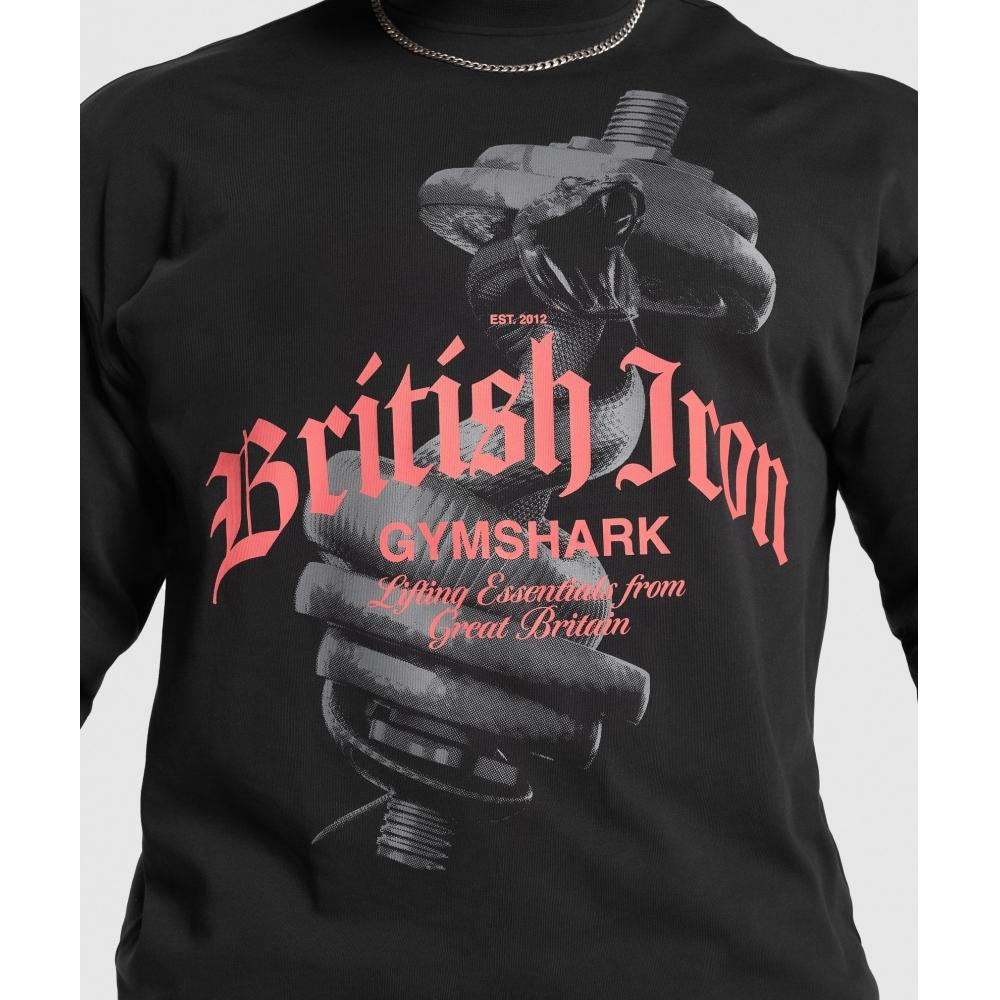 Gymshark BriTish Iron Long Sleeve T shirT Black A7a1q Bb2j