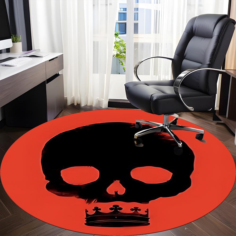 1pc Skull Crown Office Round Rug, Non-slip, Soft and Durable Office Rug for Interior Decoration, Perfect for Office,Decoration yy260204040