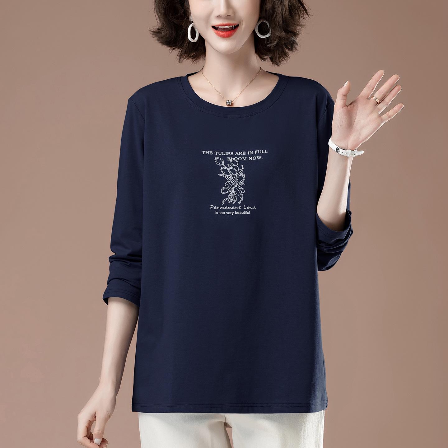 

Women s Plus Size Long Sleeve Autumn Cotton Print Slimming Shirt for Middle-Aged & Elderly XXXL