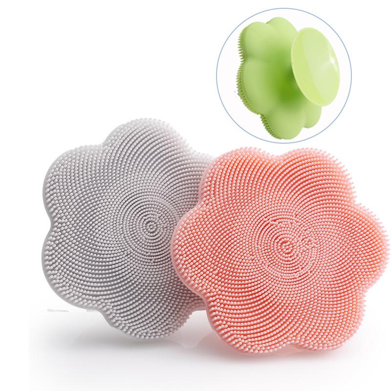 1PC Silicone Flower Face Brush Deep Cleansing Massage Soft Bristles Face Brush Suction Cup Manual Silicone Brush