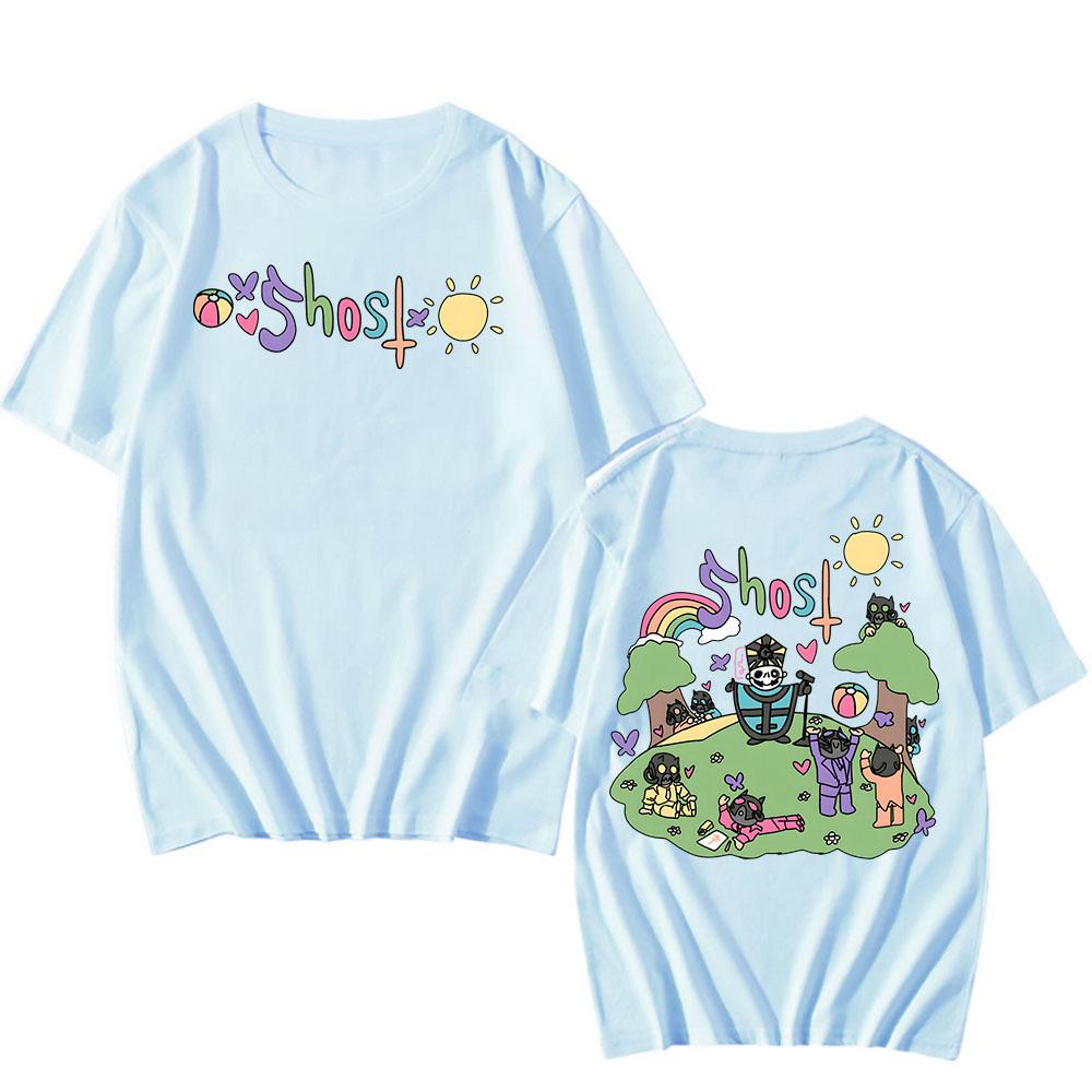 Ghost Band Cartoon Printing T-shirt Summer Short Sleeve Male Tshirts Heavy Mental Fashion 2025 New T Shirt for Men/Women Graphic