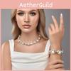 Silver Color Pearl Wrapped Necklace And Bracelet For Women Fashionable Trendy Look
