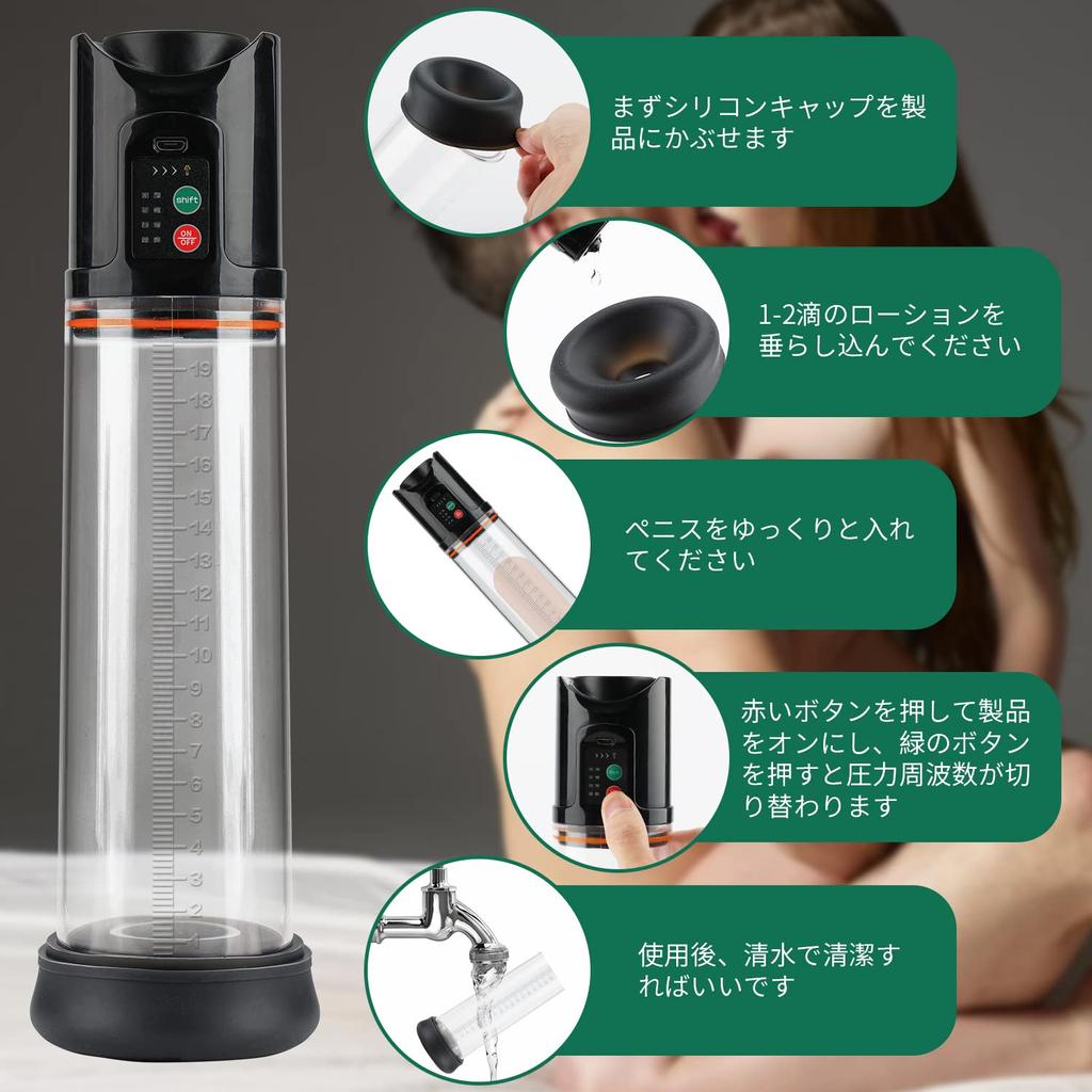 Hisecret Electric Penis Vacuum Penis Suction USB 4 Levels of Pressure for Comes with 2 Replacement Sex Toy Pump, Pump, Device, Rechargeable,