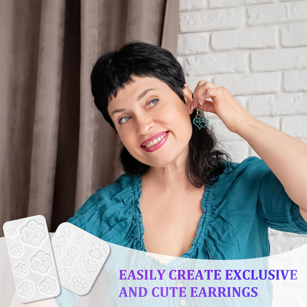 5Pcs Silicone Pet Paw Mold Set Easy Demold Dog Print Earring Mold Heat Resistant DIY Cat Footprint Epoxy Resin Craft Makingtool