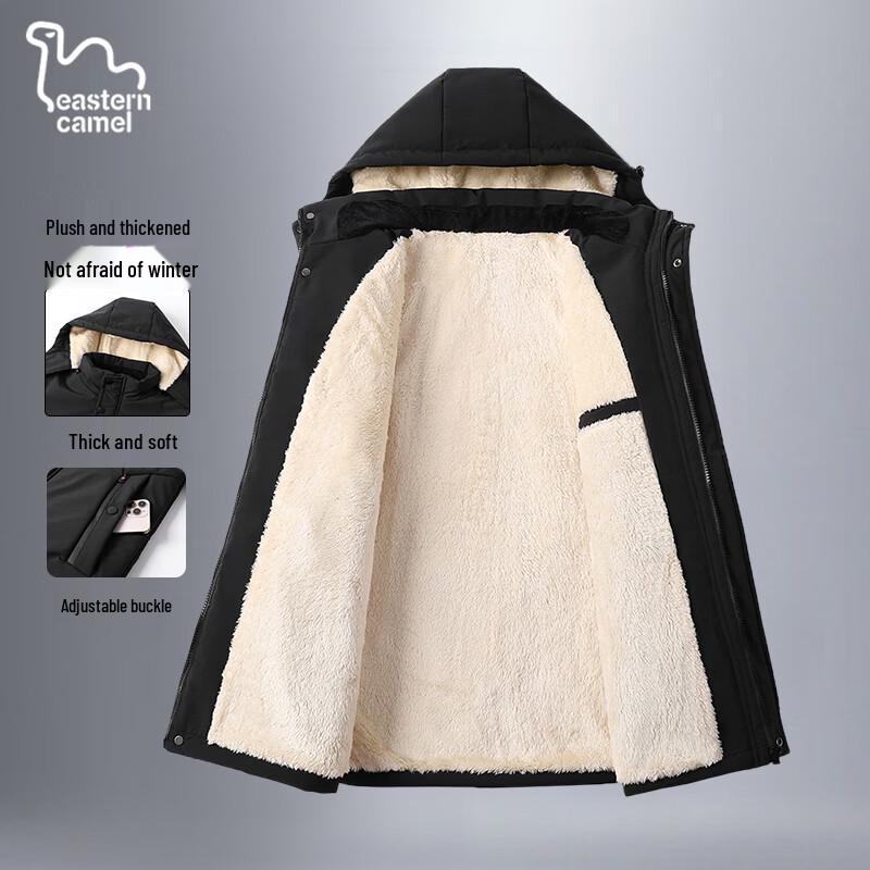 EASTERN CAMEL Herren Übergröße Kapuzen Sherpa gefütterte Winter Steppjacke