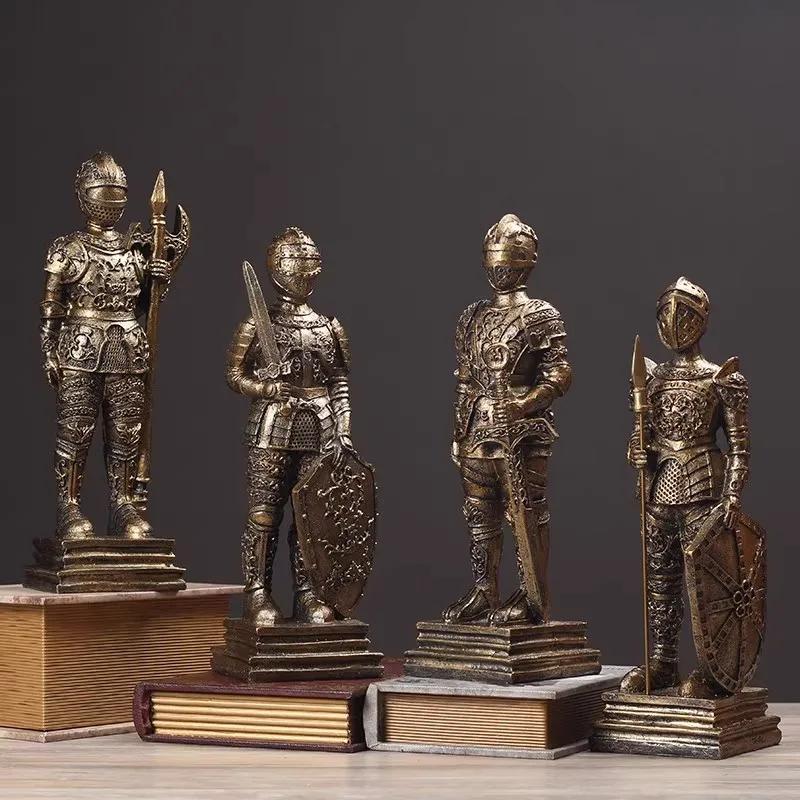 Medieval Warrior Armor Models Ancient Roman Knight Ornament,European Vintage Art Armor Warrior Home Room Decor Office Decoration
