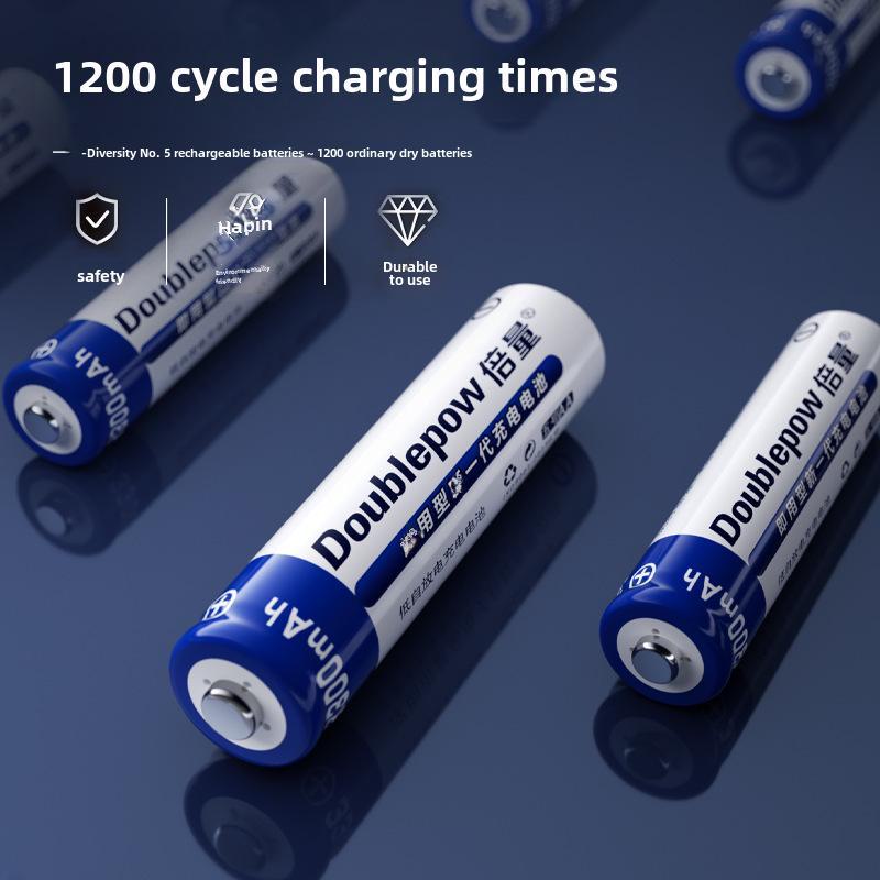 No. 5 Rechargeable Battery Charger Set with 6 AA 3300mAh Batteries for Camera Microphones