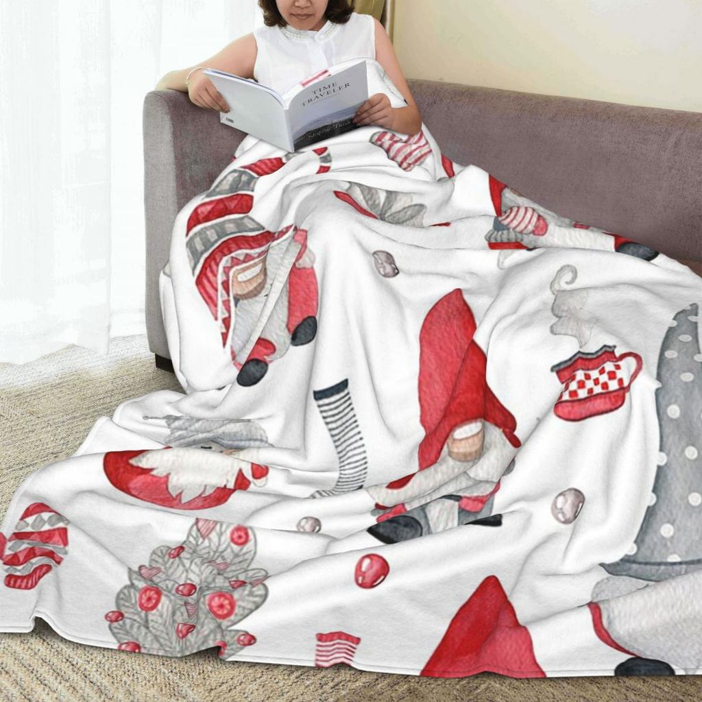 Christmas Gnome Blanket Fleece Sofa Throw Blanket Lightweight Throw Blankets for Home Bedroom Office Throws Bedspread Quilt