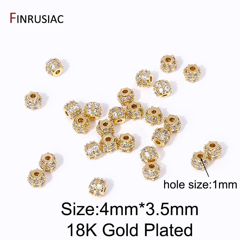 2/4Pcs 18K Gold Plated Brass Zircon Spacer Separator Beads Jewelry Making Supplies For DIY Bracelet Necklace Accessories