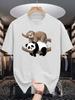 Unisex Crew Neck Tee Lazy Sloth Panda Cute Cartoon Graphic Print Soft Cotton Loose Short Sleeve Summer Casual Male Streetwear Tops