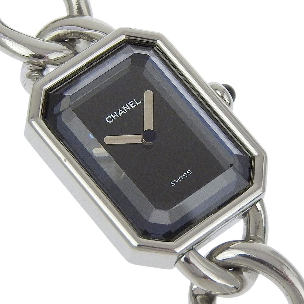 Chanel Premiere M Watches H0452 blackDial Stainless Steel Quartz Analog Display Women Used