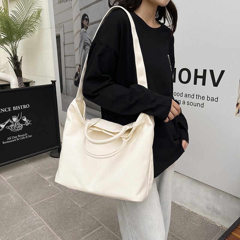 Canvas Shoulder Bag New Large-capacity Casual Tote Bag Mother and Child Bag Versatile Women's Lightweight Messenger Bag