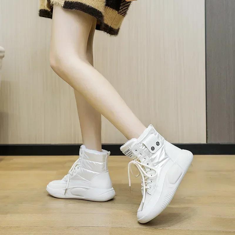 Fashion High Platform New In Female Shoes Chunky Spring Autumn Winter Footwear Ladies Snow Boots on Slip Boot Plus Warm Gyaru 2024 Goth