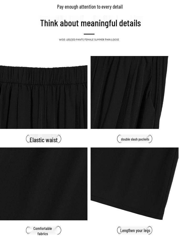Spring/Summer Korean Plus Size Wide Leg Slimming Pants for Women - Casual, Loose, Cropped